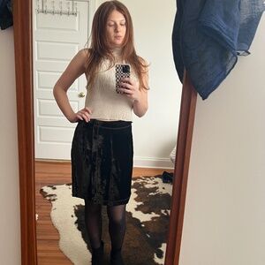 Brown Velvet Wrap Skirt